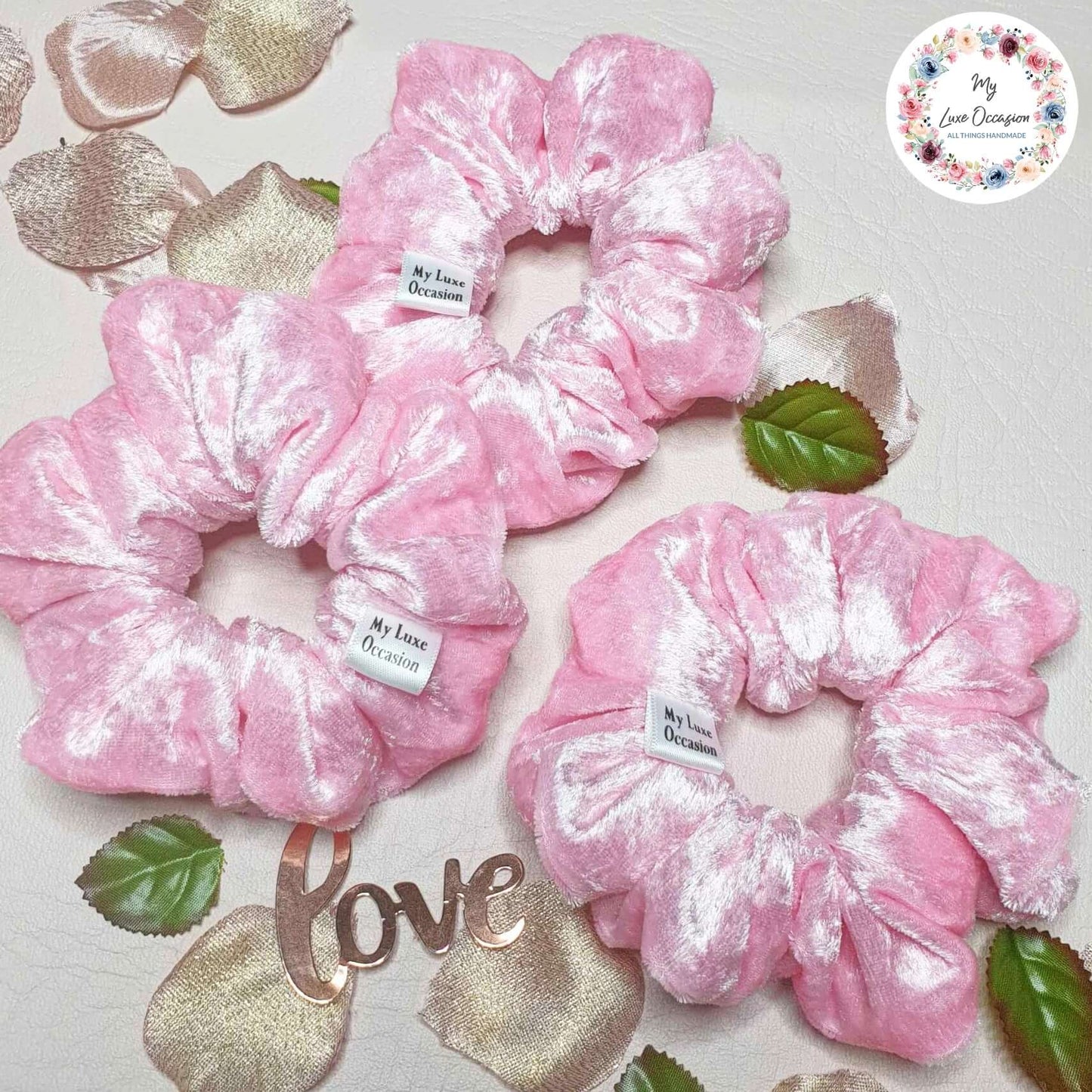 Light Pink Crushed Velvet Scrunchie