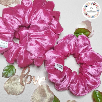 Cerise Crushed Velvet Scrunchie