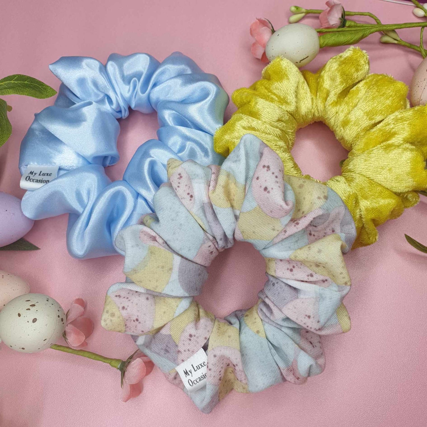 Pastel Speckled Egg Print Easter Scrunchie