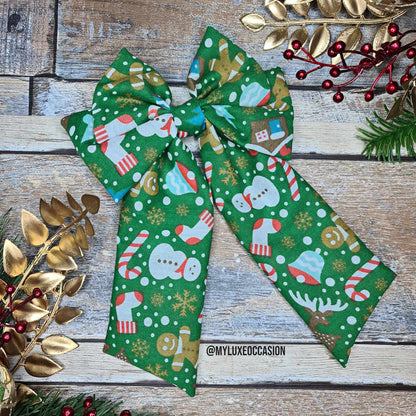 Christmas Delights - Green - Fabric Bow - Christmas - 2 Options