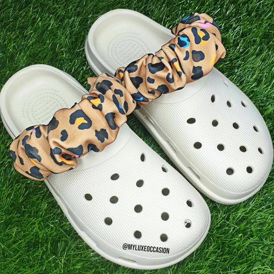 Colourful Leopard Print Cronchies - Scrunchies for your shoes - Strap Covers