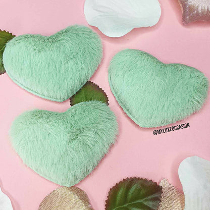 Green Plush Heart Snap Clip