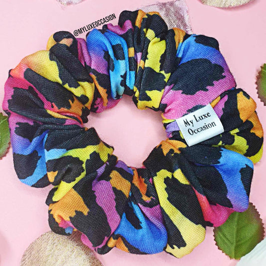 Multi Colour Leopard Print Scrunchie