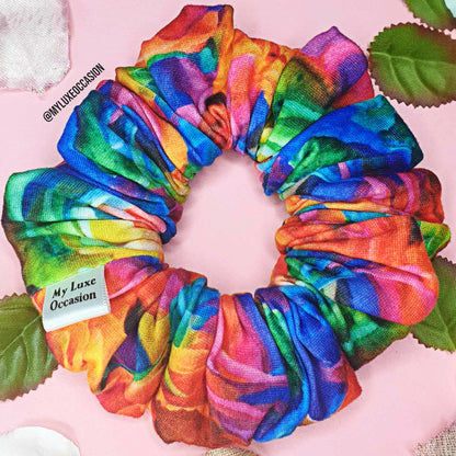 Multi Colour Roses Scrunchie