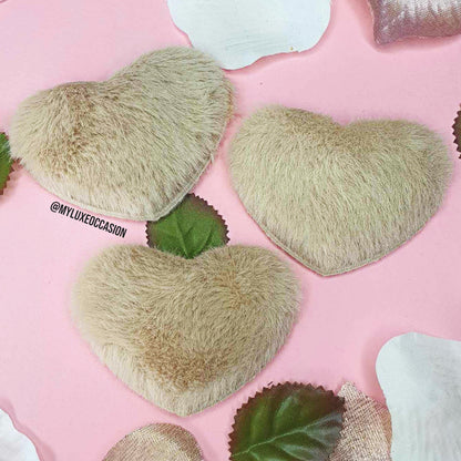 Neutral Plush Heart Snap Clip