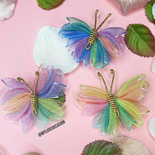 Organza Rainbow Butterfly Hair Clip