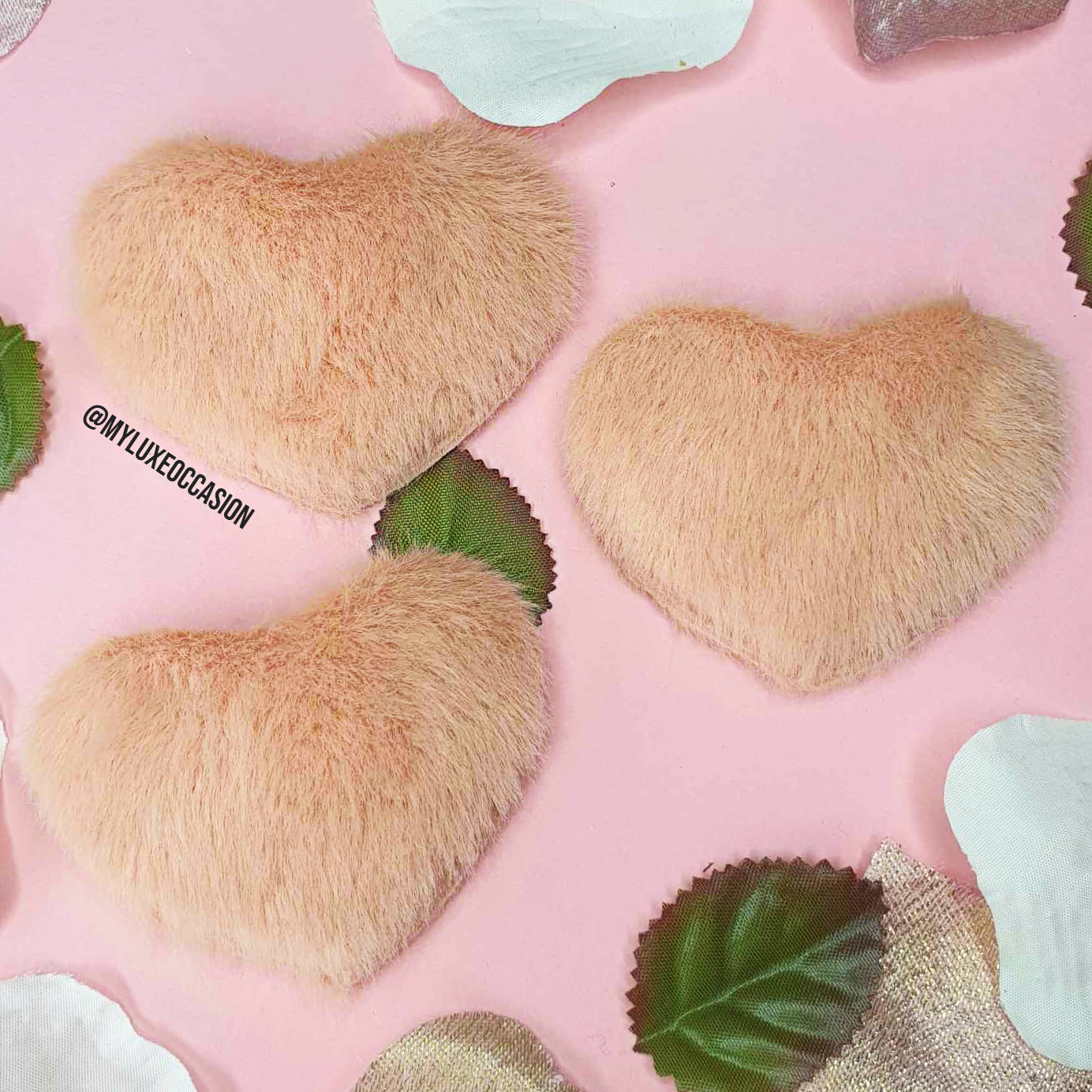 Peach Plush Heart Snap Clip