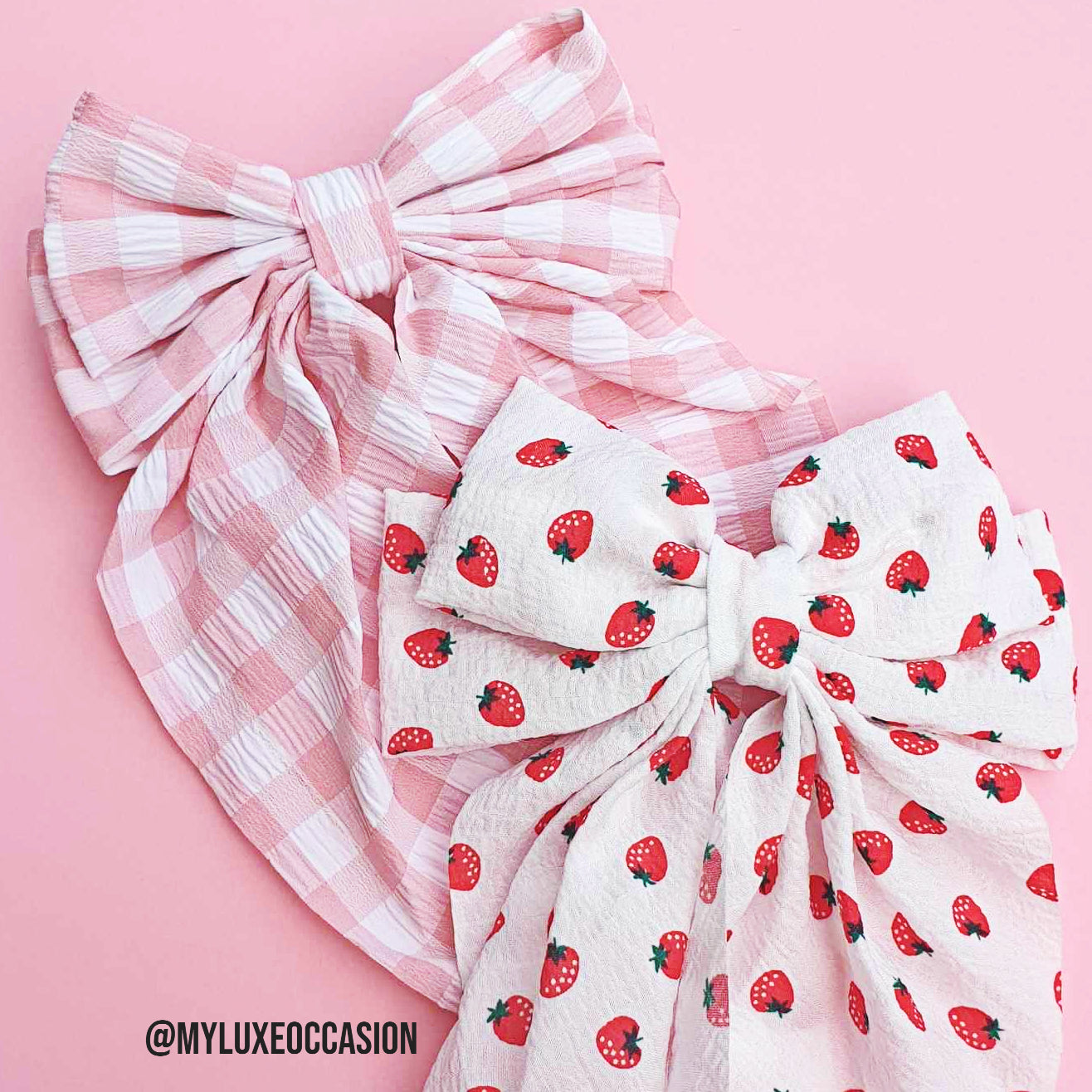 Pink Gingham Waterfall Bow