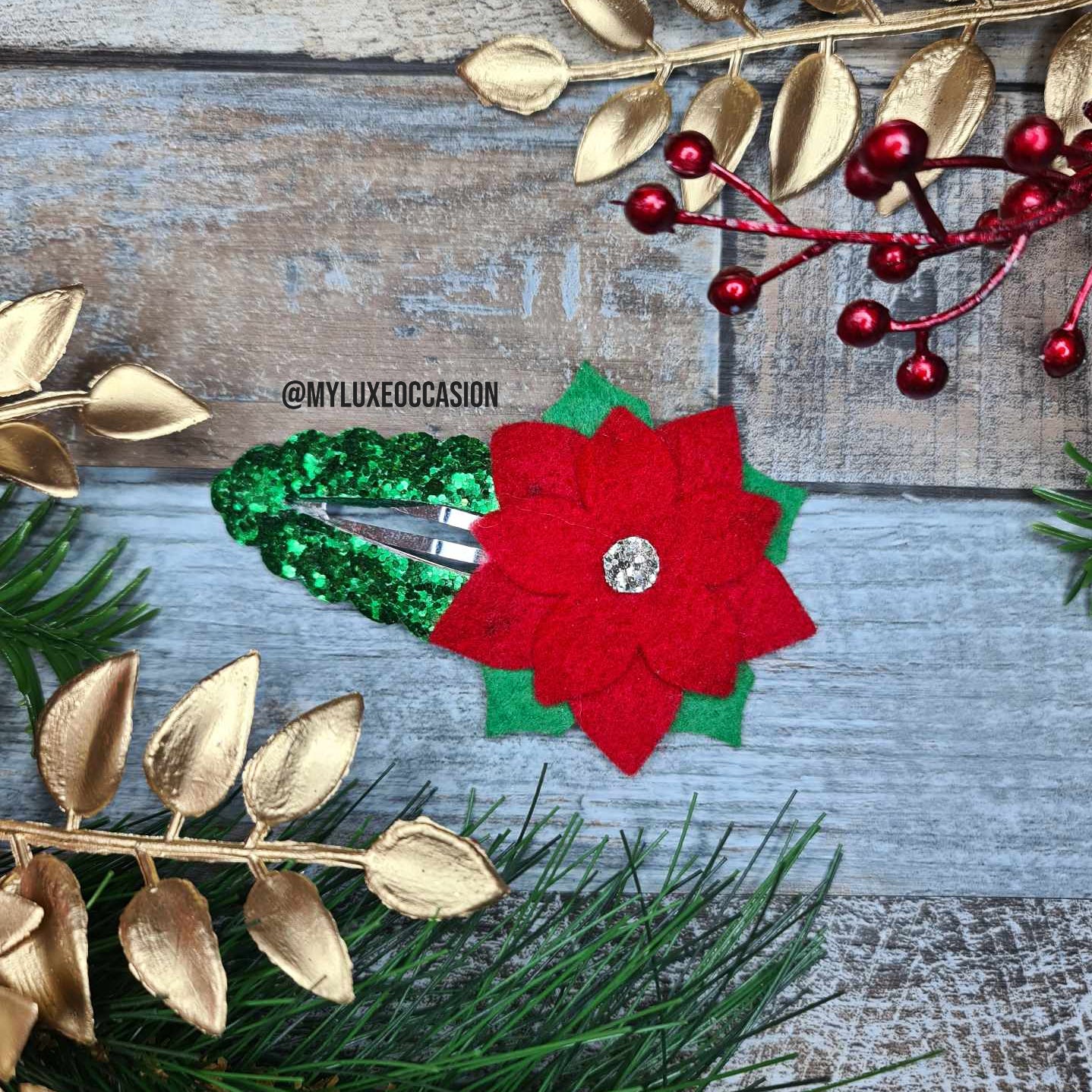 Poinsettia Large Snap Clip - Christmas