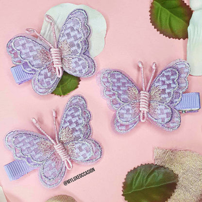 Purple Embroidered Butterfly Hair Clip