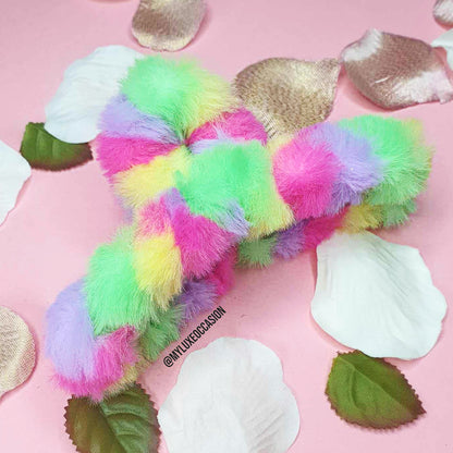 Rainbow Plush Hair Claw Clips