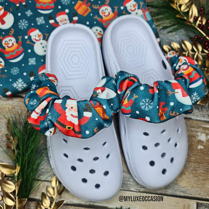 Snowman and Santa Teal Cronchies - Scrunchies for your shoes - Strap Covers