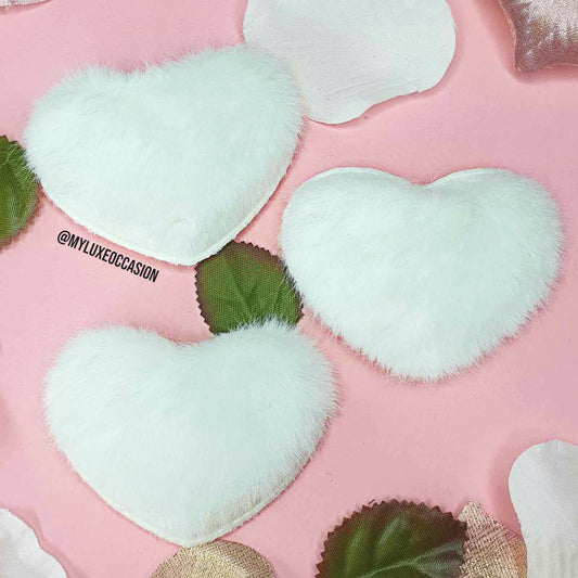 White Plush Heart Snap Clip