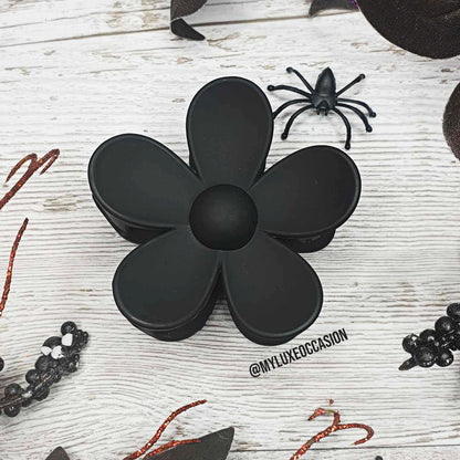 Black Flower Halloween Hair Claw Clip