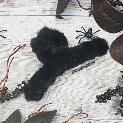 Black Halloween Large Plush Hair Claw Clip