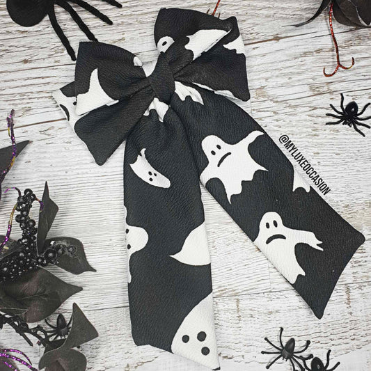 Black Ghost Halloween Bow