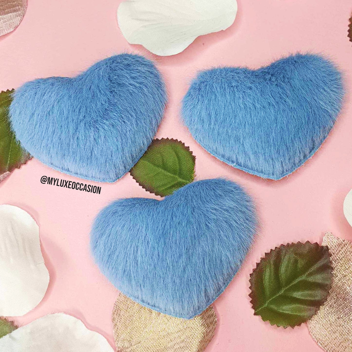 Blue Plush Heart Snap Clip