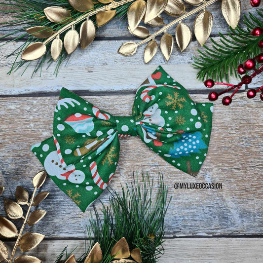 Christmas Delights - Green - Fabric Bow - Christmas - 2 Options