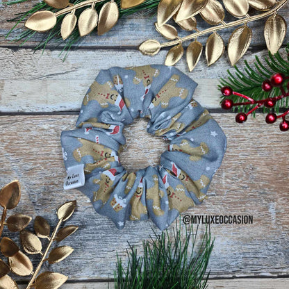 Christmas Gingerbread Man - Silver - Scrunchie - Christmas