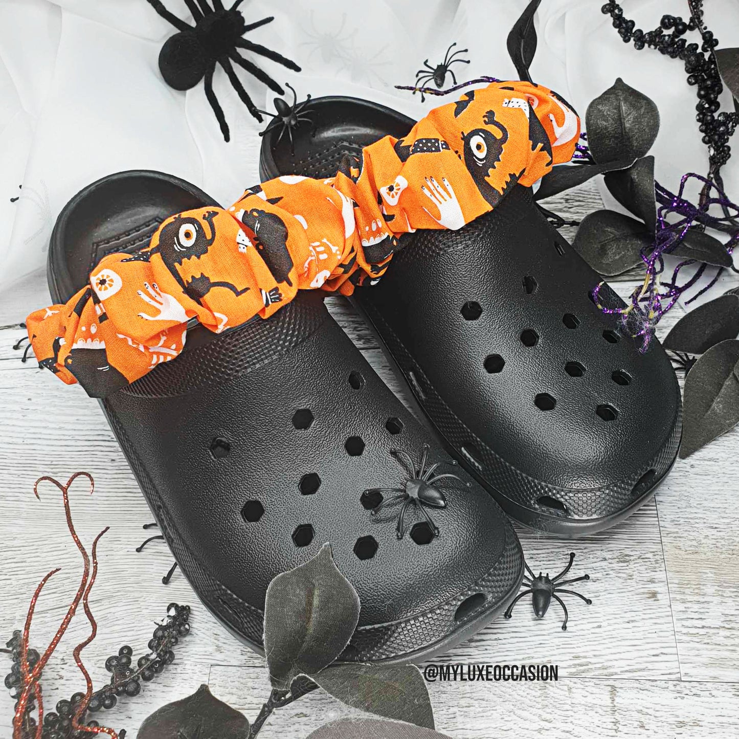 Orange Ghosts and Ghouls - Scrunchies for your shoes - Strap Covers