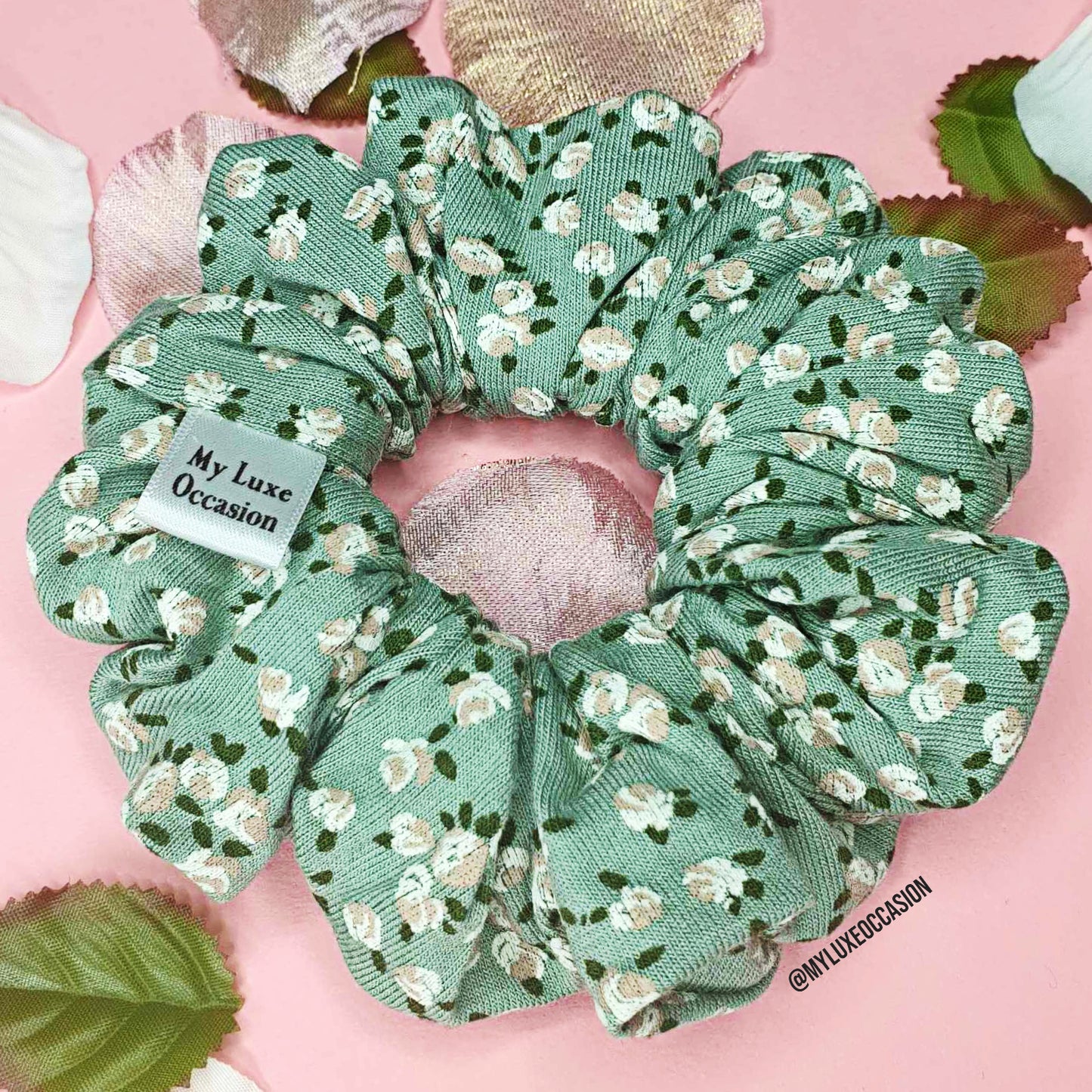 Ditsy Floral Sage Green Scrunchie