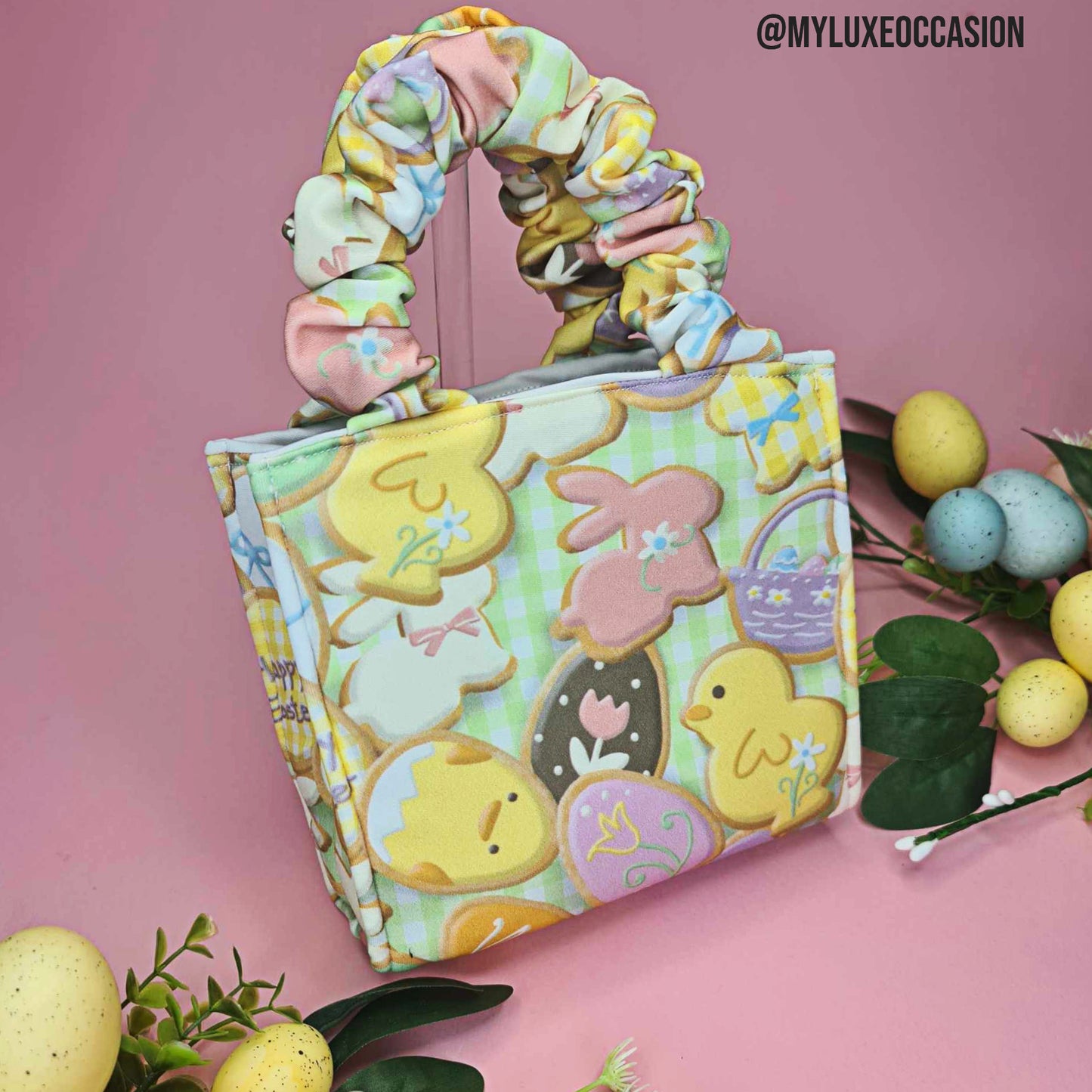 Easter Biscuit Print Scrunchie Bag