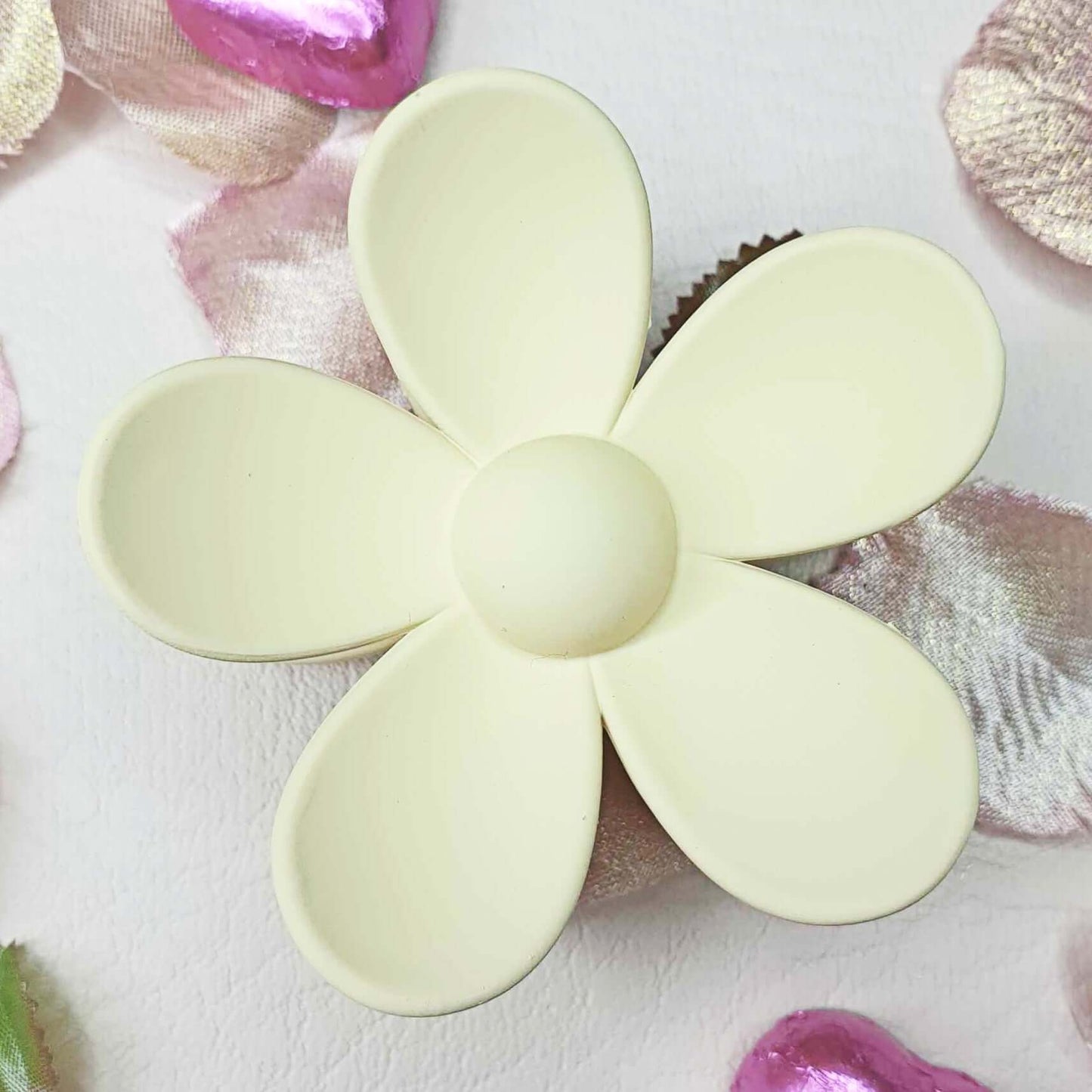 Beige Large Flower Hair Claw Clips