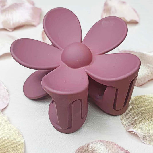 Burgundy Large Flower Hair Claw Clips