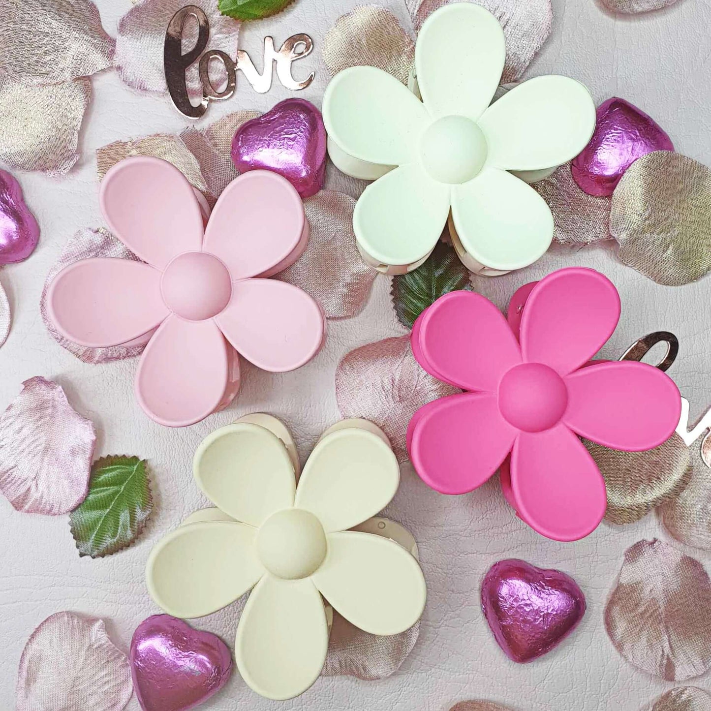 Light Pink Large Flower Hair Claw Clips