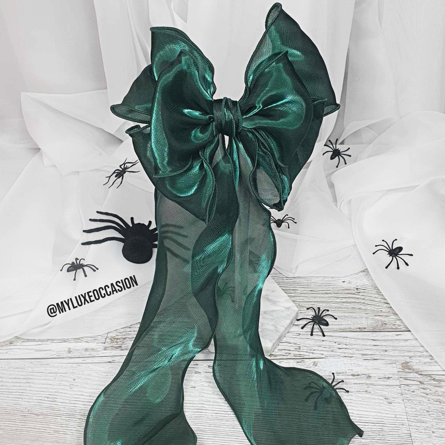 Green Halloween Ribbon Bow