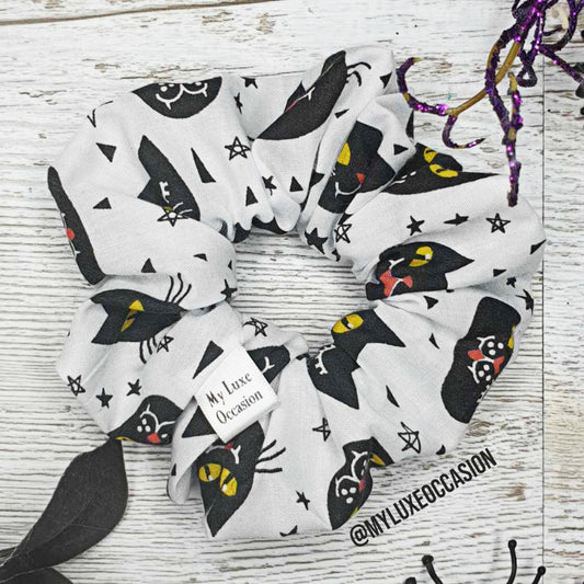 Black Cat Halloween Scrunchie