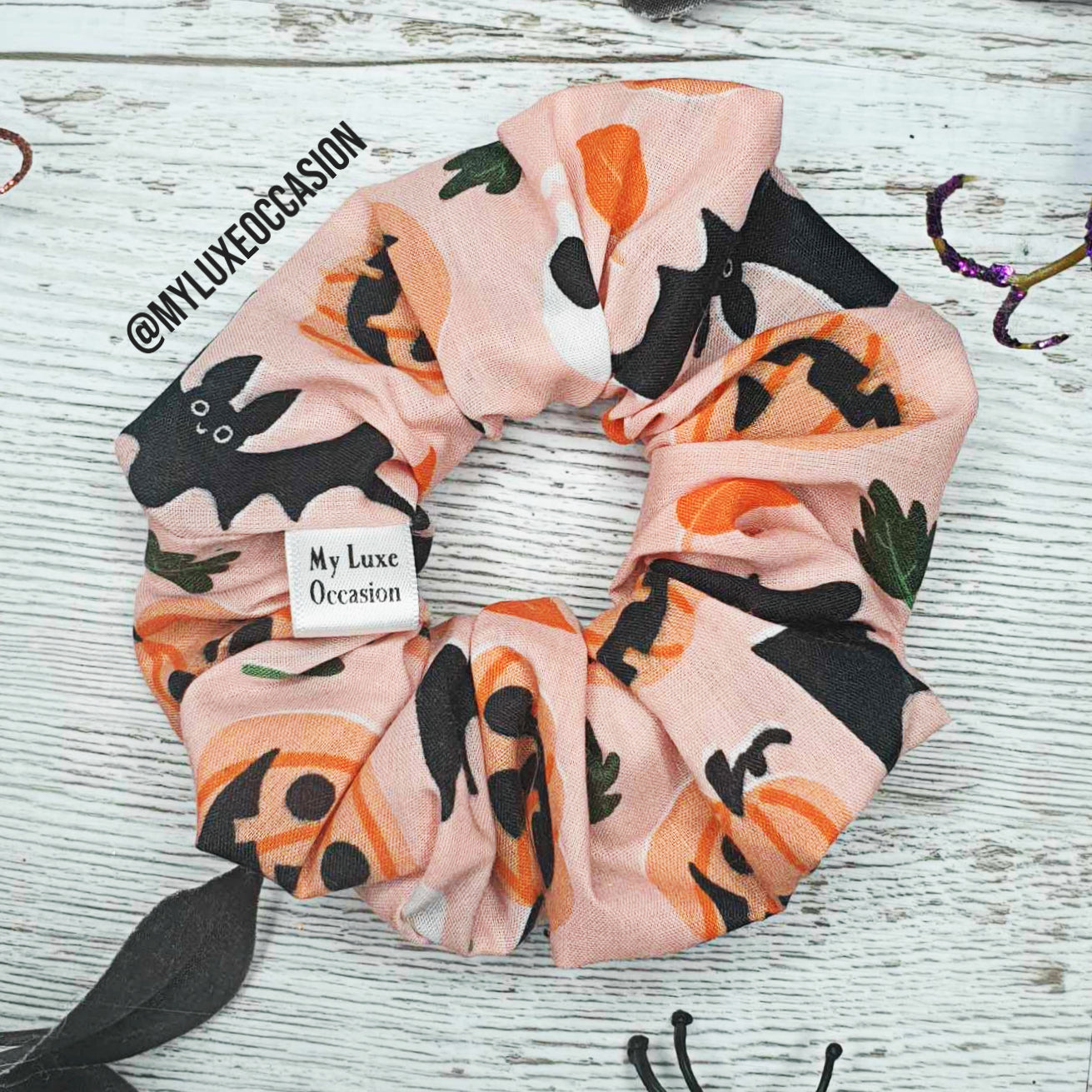 Spooky Looky - Light Peach - Halloween Scrunchie