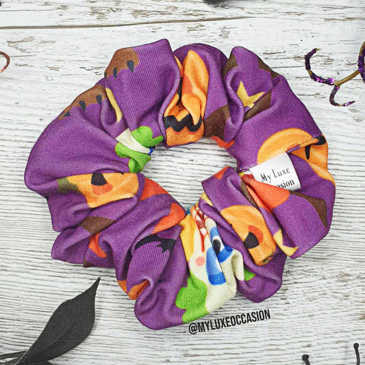 Scary Clowns - Purple - Halloween Scrunchie