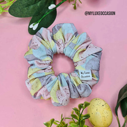 Pastel Speckled Egg Print Easter Scrunchie