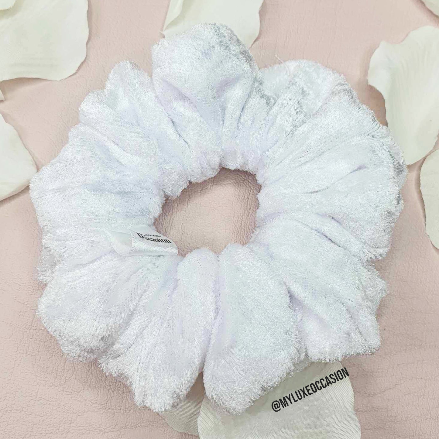 White Crushed Velvet Scrunchie - Mothers Day