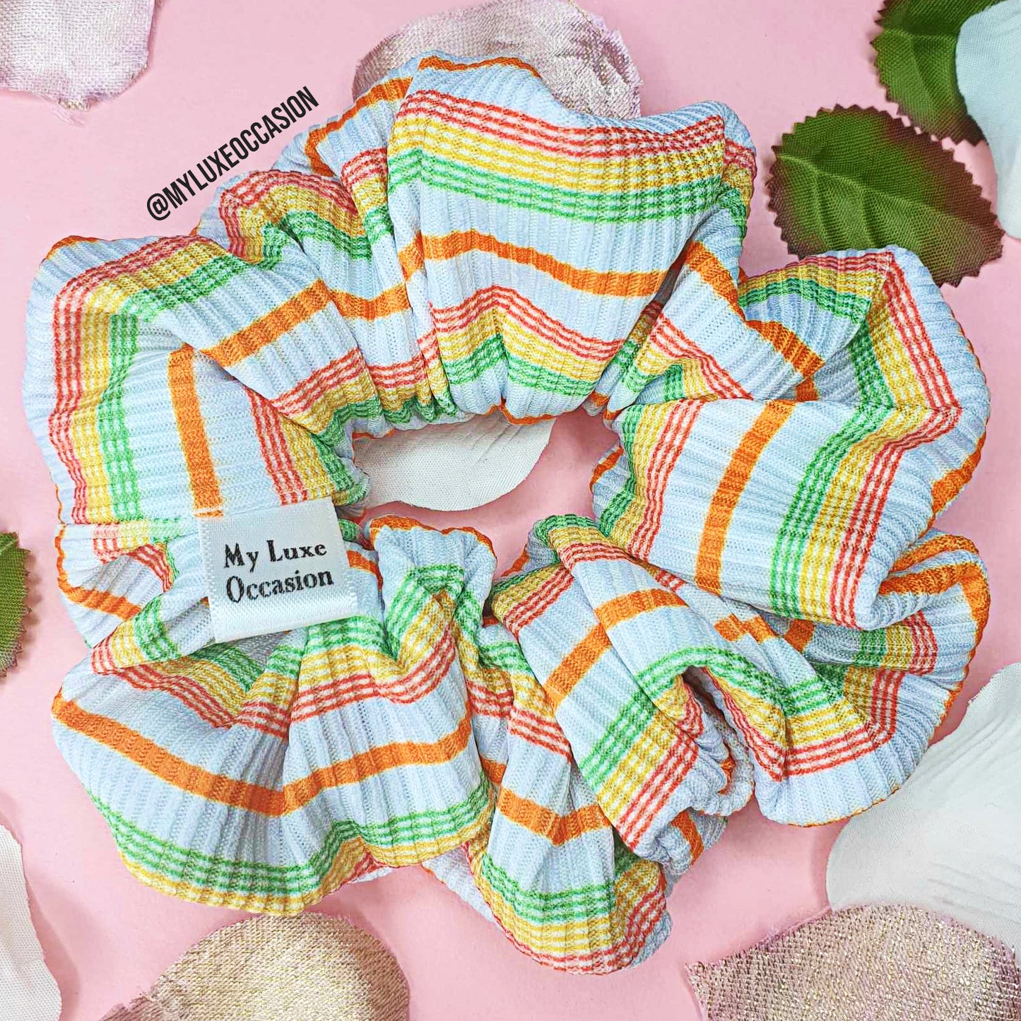 Multi Colour Stripe Scrunchie