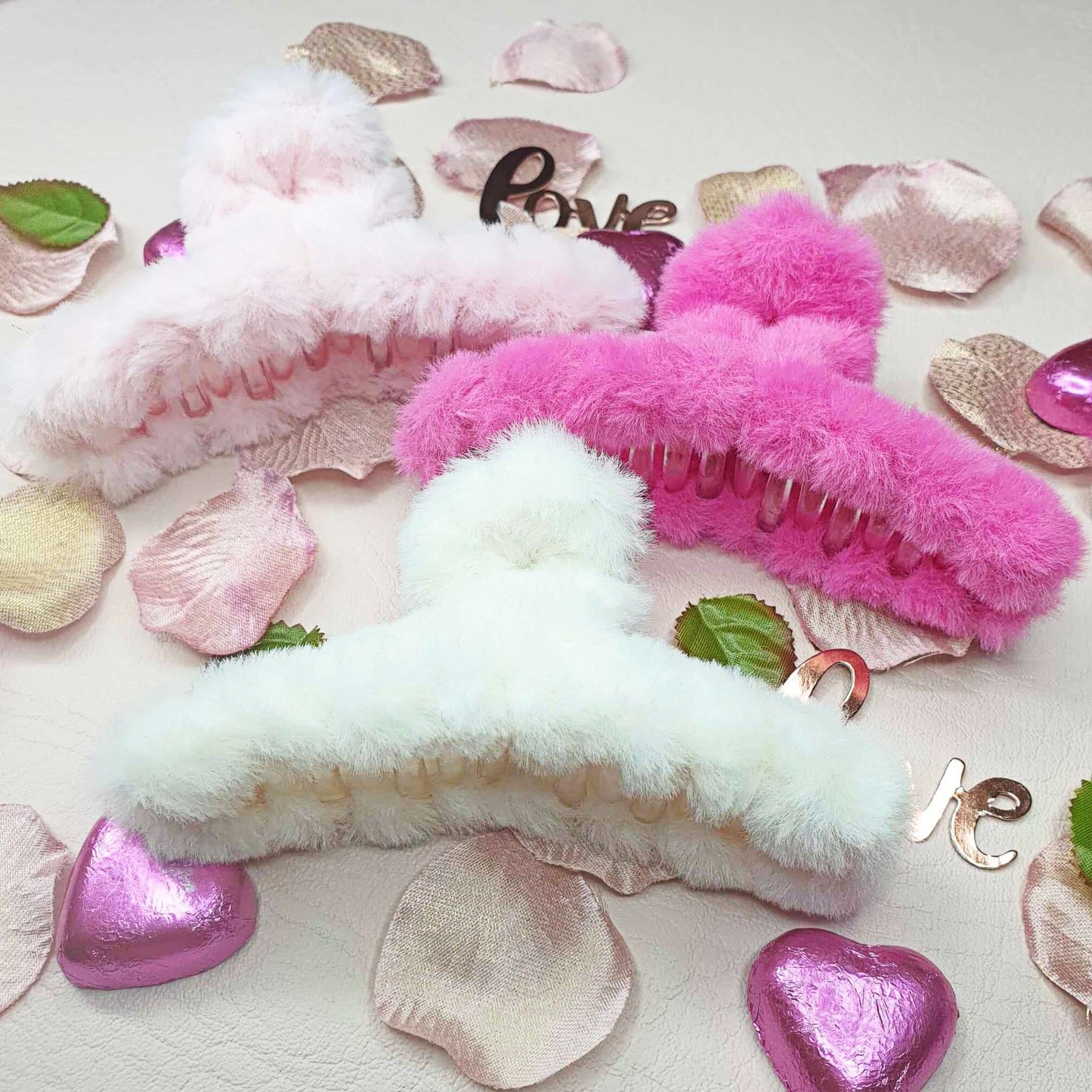 Light Pink Large Plush Hair Claw Clip