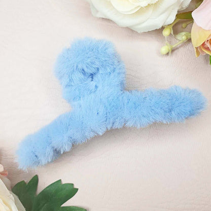 Blue Large Plush Hair Claw Clips