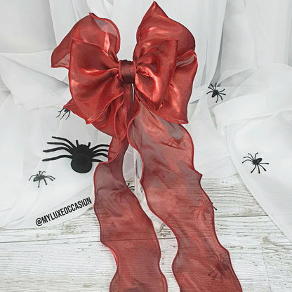 Red Halloween Ribbon Bow