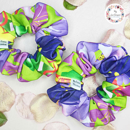 Vibrant Exotic Flowers Scrunchie handmade by myluxeoccasion