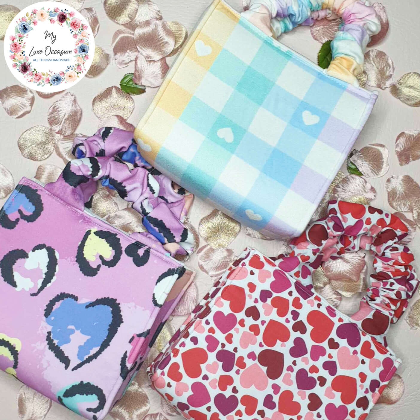 Valentine Scrunchie Bag - Pastel Hearts